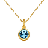 Gold Crystal Charm Birthstone Necklace