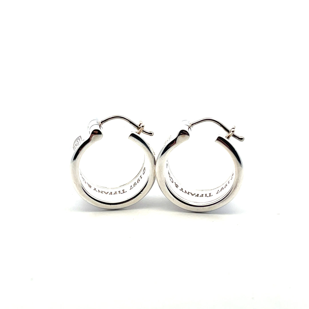 Tiffany & Co 1837 Sterling Silver Thick 10mm Hoop Earrings