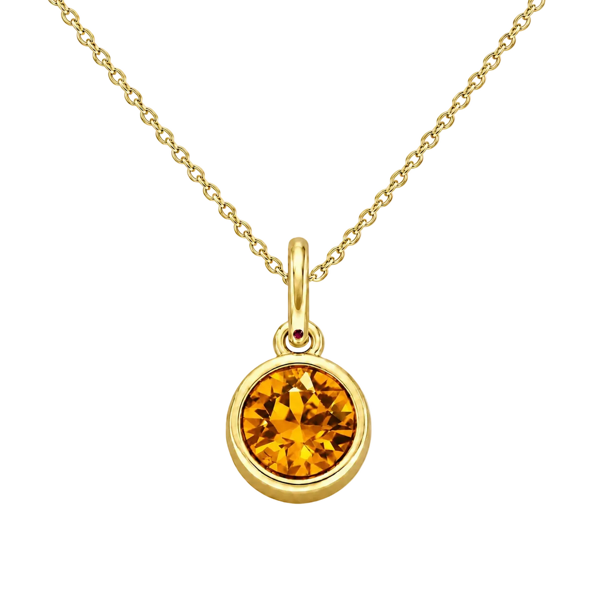 Gold Crystal Charm Birthstone Necklace