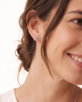 Silver Crystal Birthstone Stud Earrings
