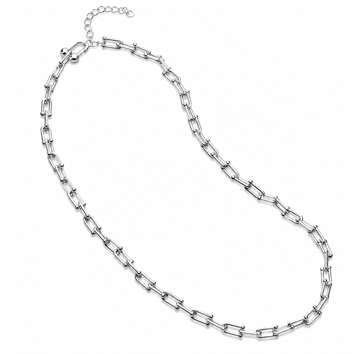 Silver Ball Link Necklace