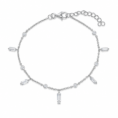 Silver Baguette Drop Bracelet
