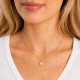 Gold Milgrain Birthstone Necklace