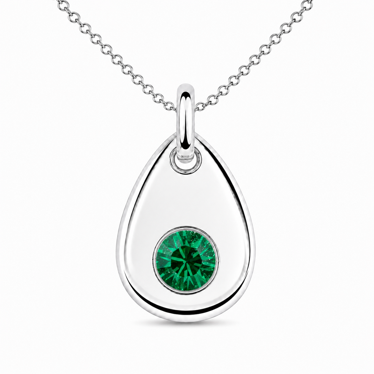 Silver Crystal Teardrop Birthstone Necklace