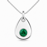 Silver Crystal Teardrop Birthstone Necklace