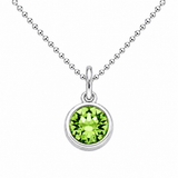 Silver Crystal Charm Birthstone Necklace