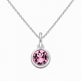 Silver Crystal Charm Birthstone Necklace