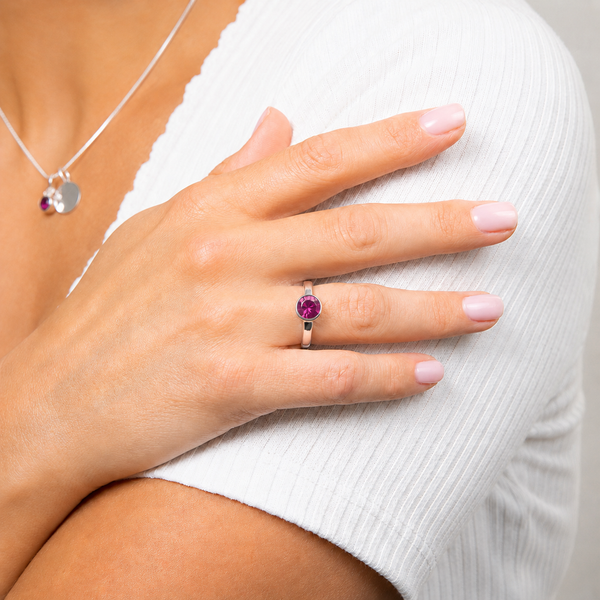 Silver Crystal Birthstone Ring