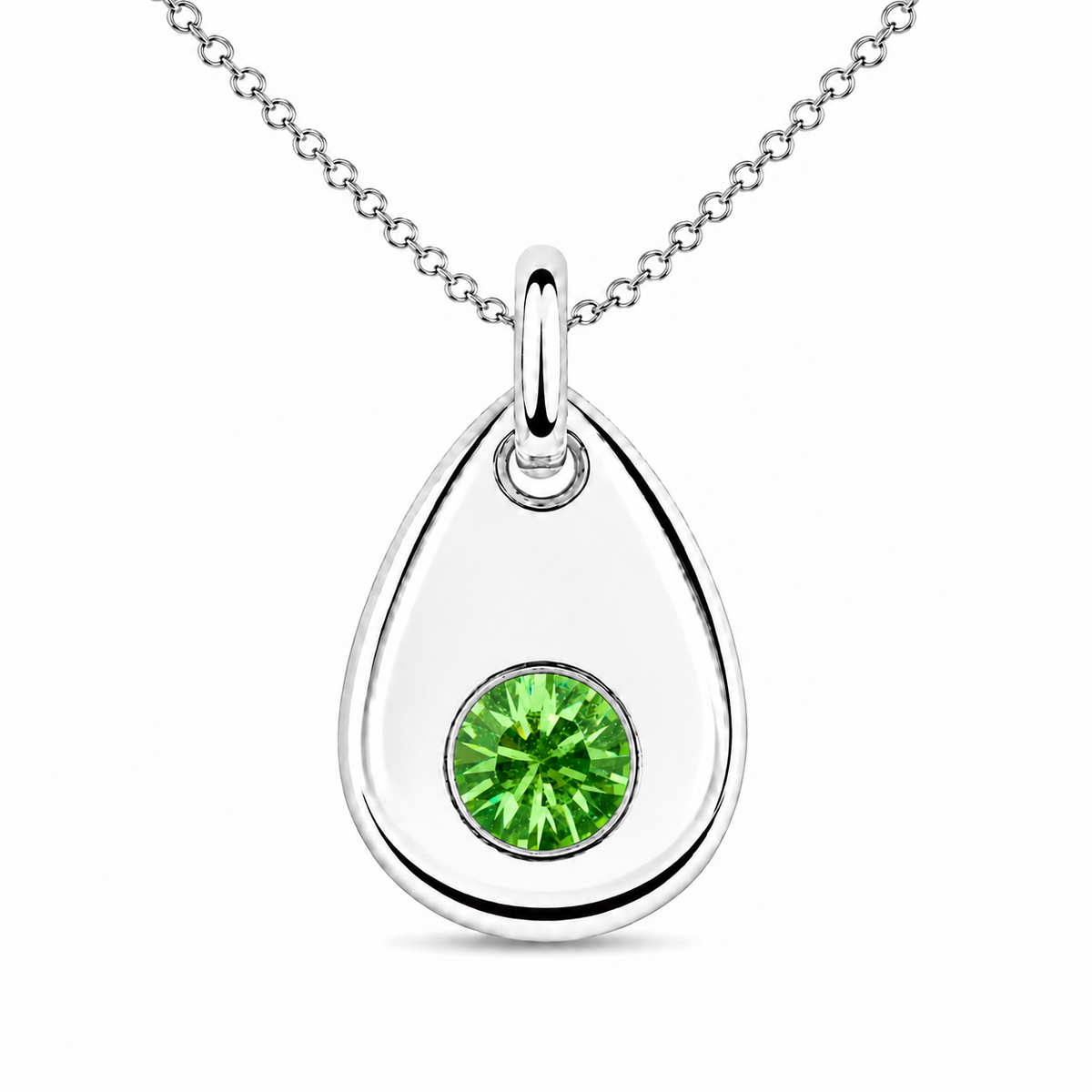 Silver Crystal Teardrop Birthstone Necklace