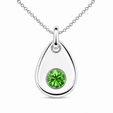 Silver Crystal Teardrop Birthstone Necklace