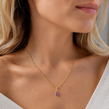 Gold Birthstone Paperclip Charm Necklace