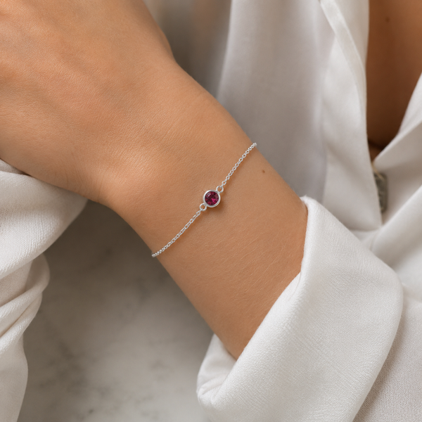 Silver Crystal Birthstone Bracelet