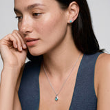 Silver Crystal Teardrop Birthstone Necklace