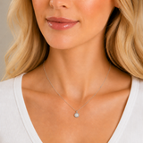 Silver Milgrain Birthstone Necklace
