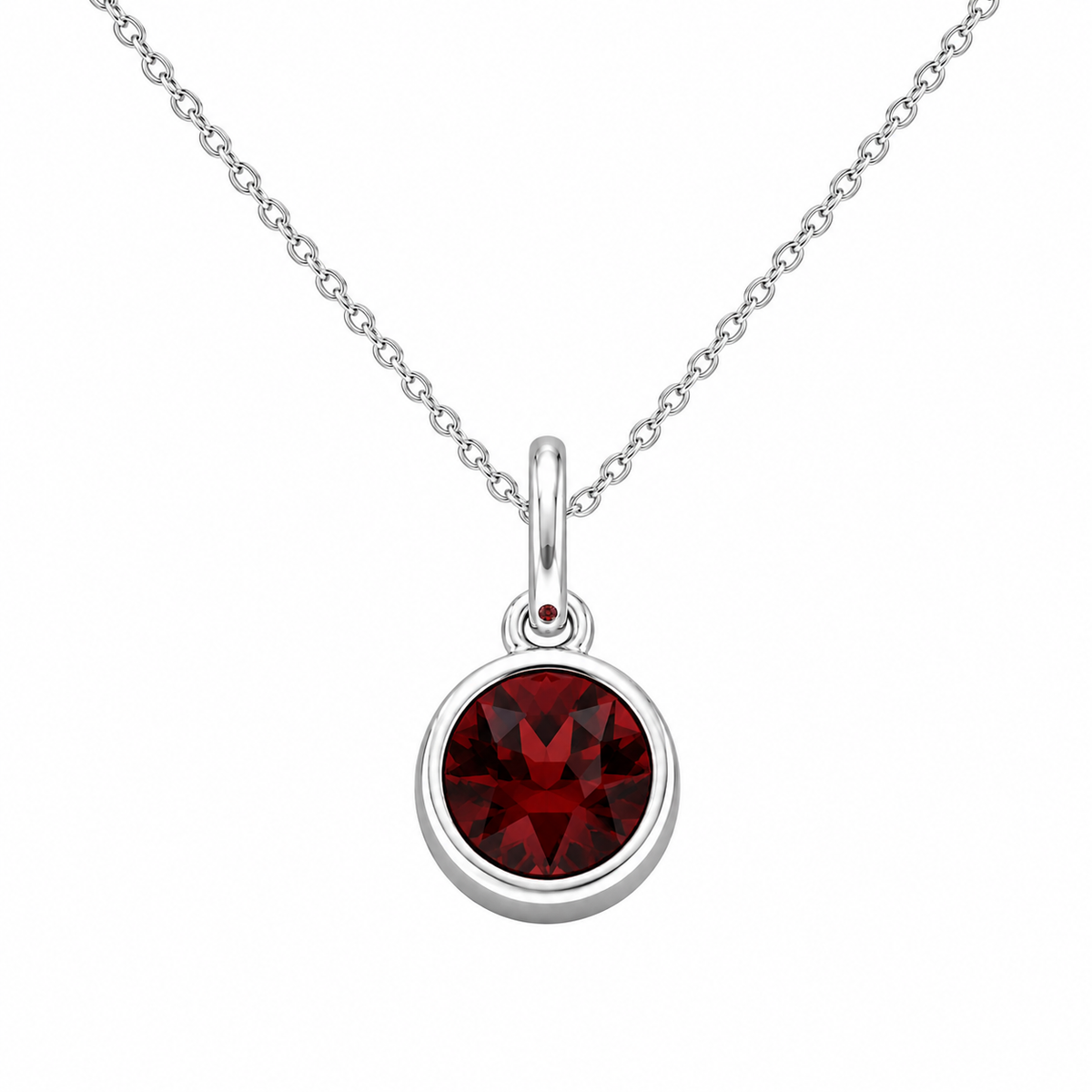 Silver Crystal Charm Birthstone Necklace