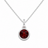 Silver Crystal Charm Birthstone Necklace