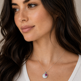 Silver Milgrain Birthstone Necklace
