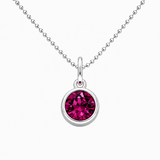 Silver Crystal Charm Birthstone Necklace