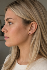 Silver Crystal Birthstone Stud  Earrings