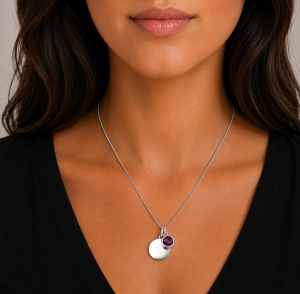 Silver Crystal Birthstone Necklace