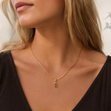Gold Birthstone Paperclip Charm Necklace