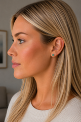 Silver Crystal Birthstone Stud Earrings