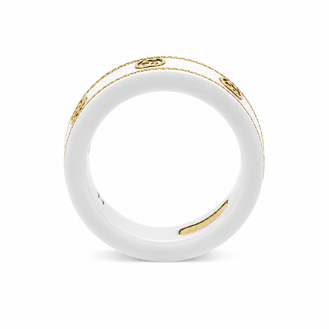 Gucci Icon 18ct Yellow Gold Interlocking G Ring Size : K (11