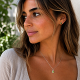 Silver Crystal Teardrop Birthstone Necklace