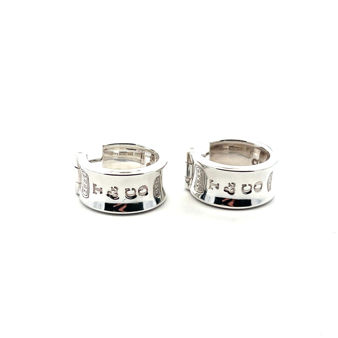 Tiffany & Co 1837 Sterling Silver Thick 10mm Hoop Earrings