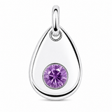 Silver Crystal Teardrop Birthstone Necklace