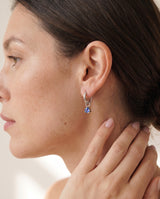Silver Birthstone Huggie Charm Earring