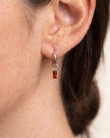 Silver Birthstone Huggie Charm Earring