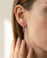 Silver Birthstone Huggie Charm Earring
