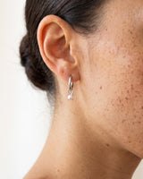 Silver Birthstone Huggie Charm Earring