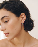 Silver Birthstone Huggie Charm Earring