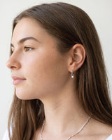 Silver Birthstone Huggie Charm Earring