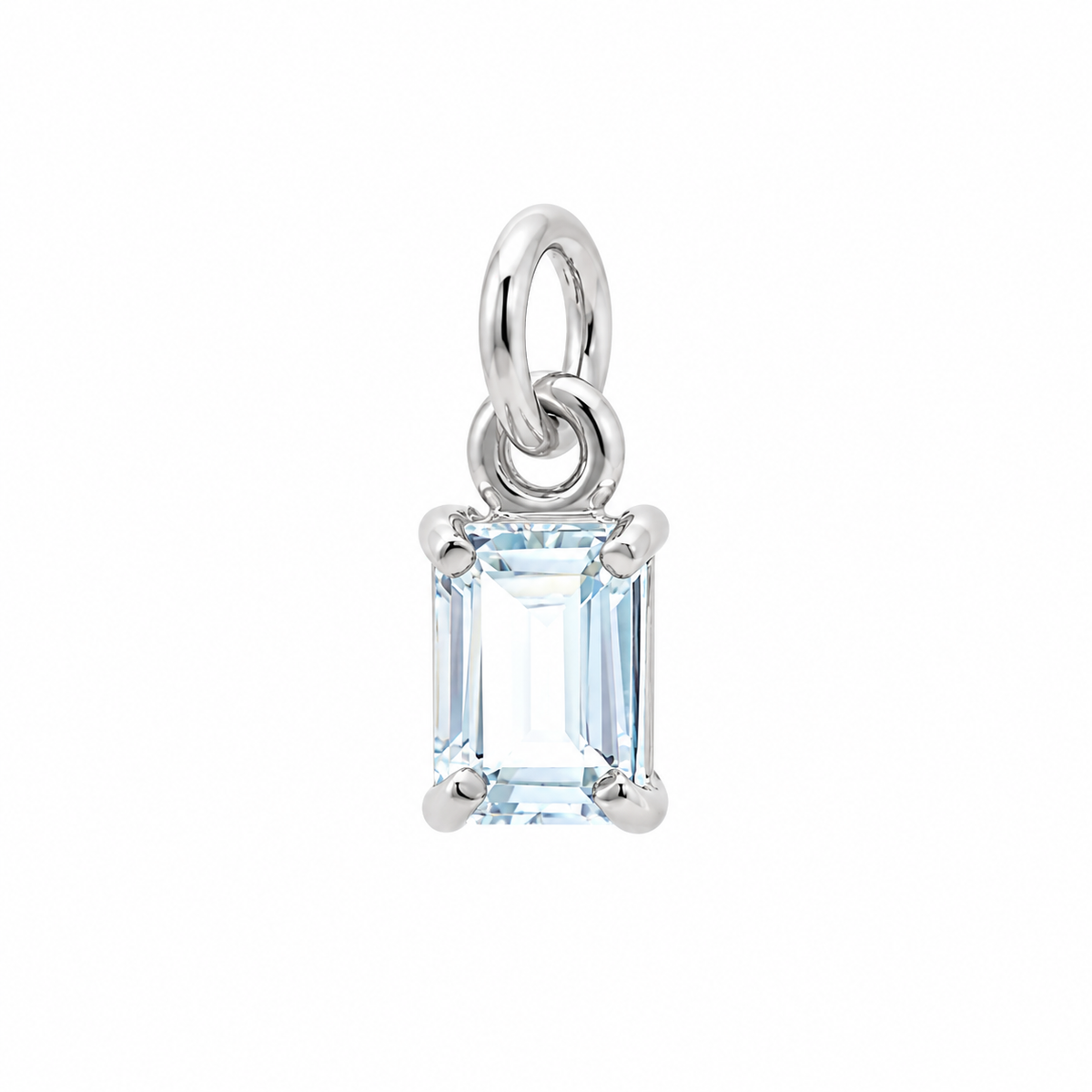 Rectangular Birthstone Silver Charm