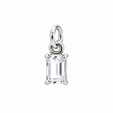 Rectangular Birthstone Silver Charm