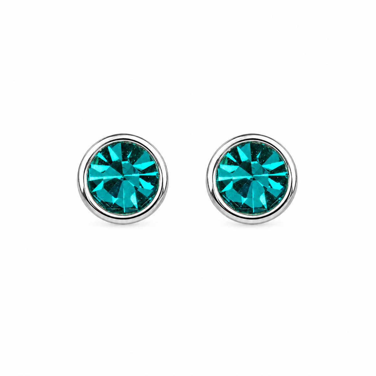 Silver Crystal Birthstone Stud Earrings
