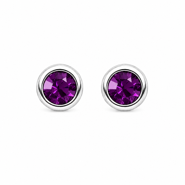 Silver Crystal Birthstone Stud Earrings