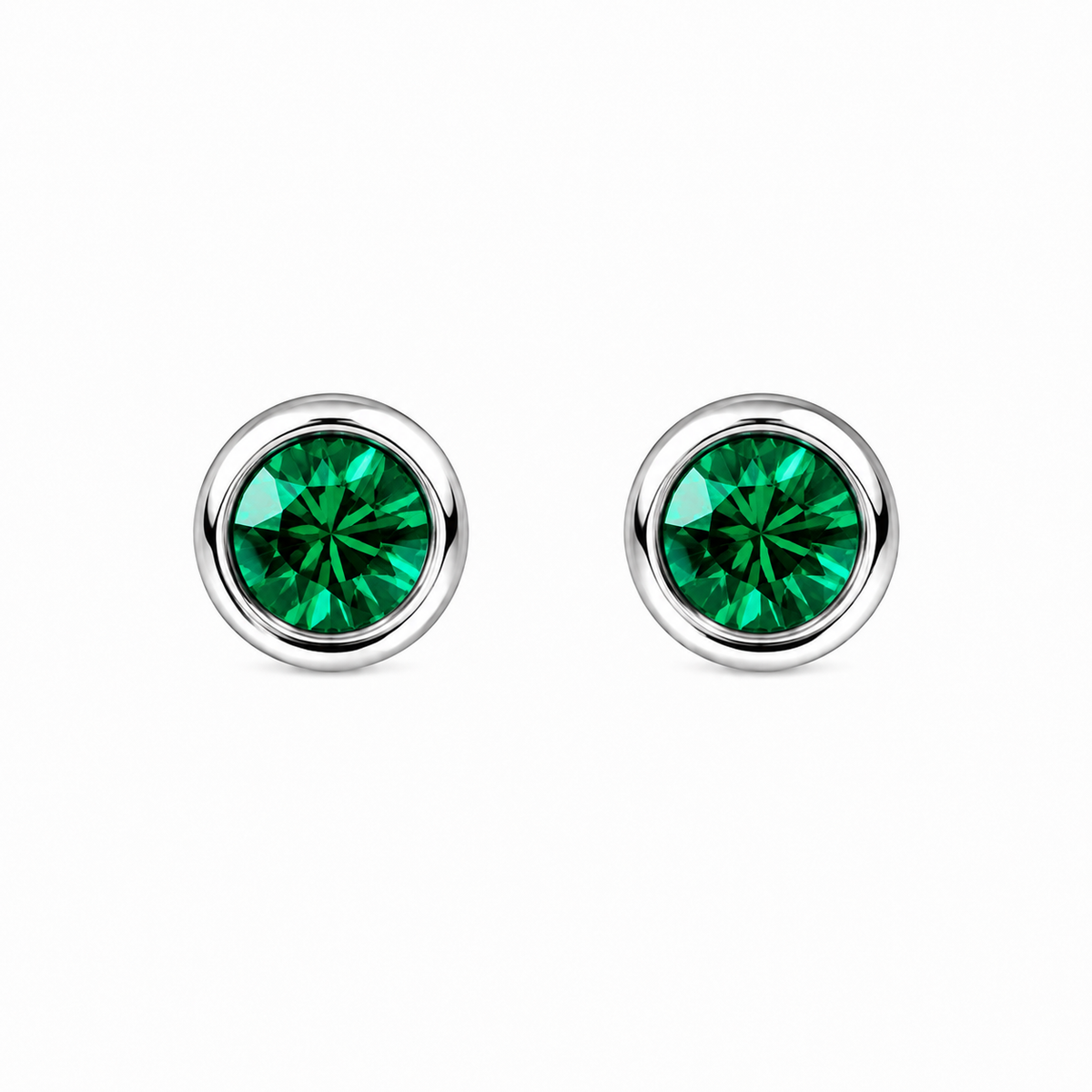 Silver Crystal Birthstone Stud Earrings