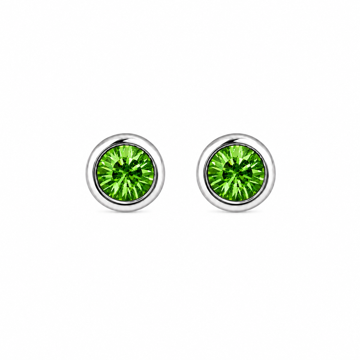 Silver Crystal Birthstone Stud Earrings