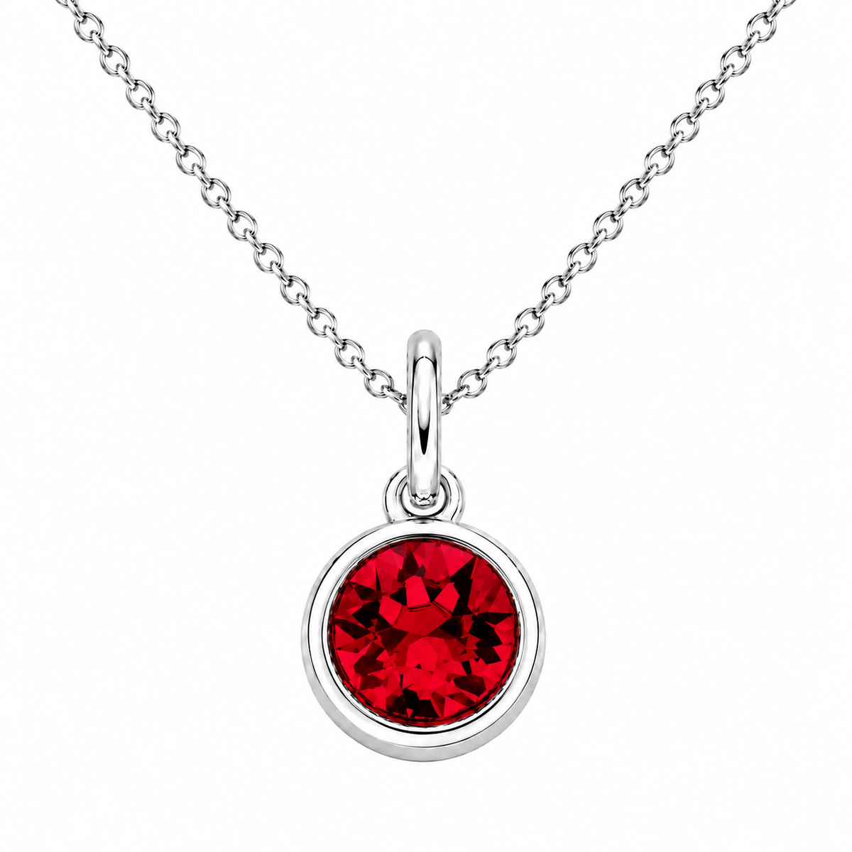 Silver Crystal Charm Birthstone Necklace