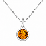 Silver Crystal Charm Birthstone Necklace