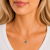 Gold Milgrain Birthstone Necklace