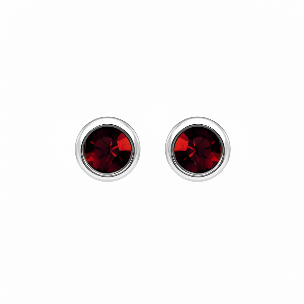 Silver Crystal Birthstone Stud  Earrings