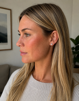 Silver Crystal Birthstone Stud Earrings