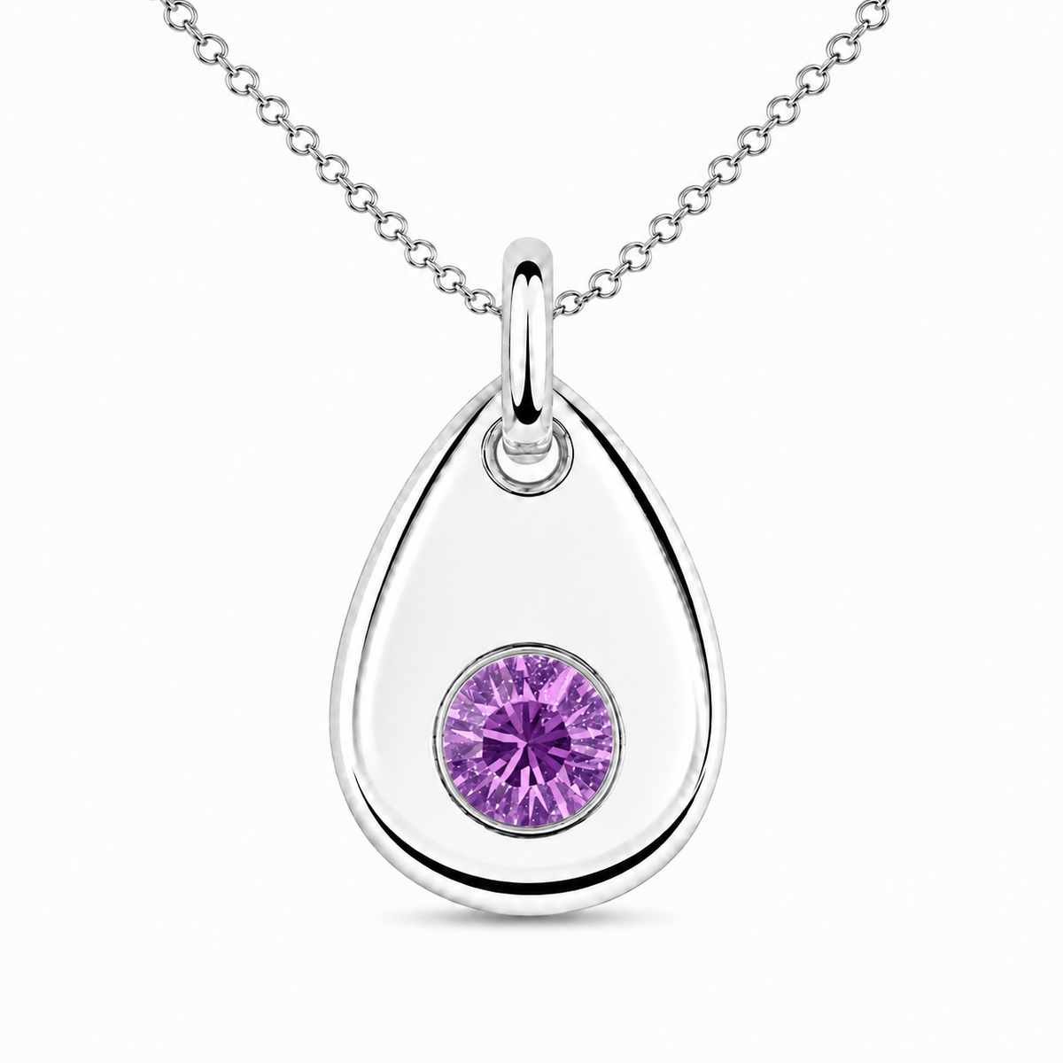 Silver Crystal Teardrop Birthstone Necklace