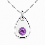 Silver Crystal Teardrop Birthstone Necklace
