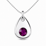 Silver Crystal Teardrop Birthstone Necklace